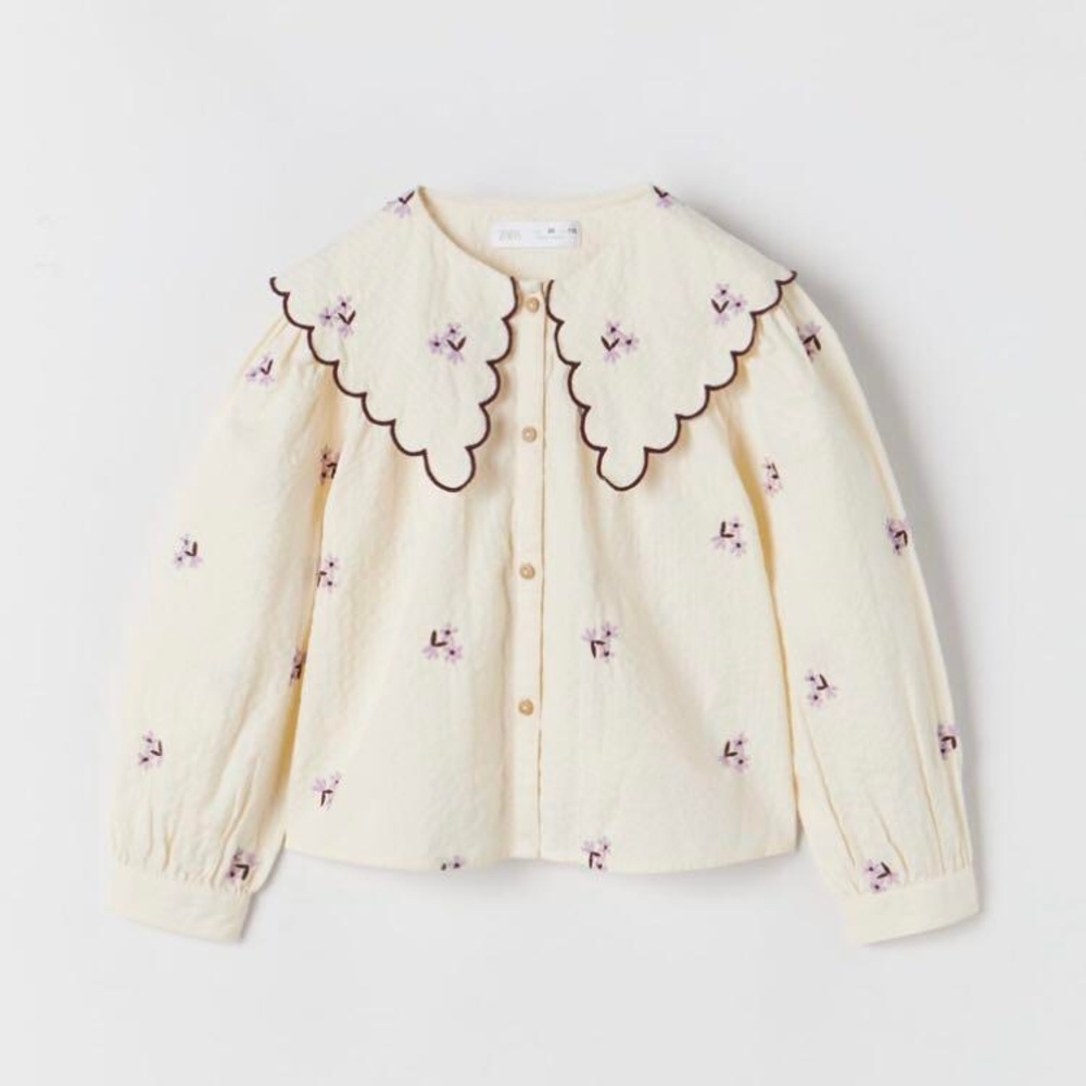ZARA Kids | white | TEXTURED PETER PAN COLLAR BLOUSSE